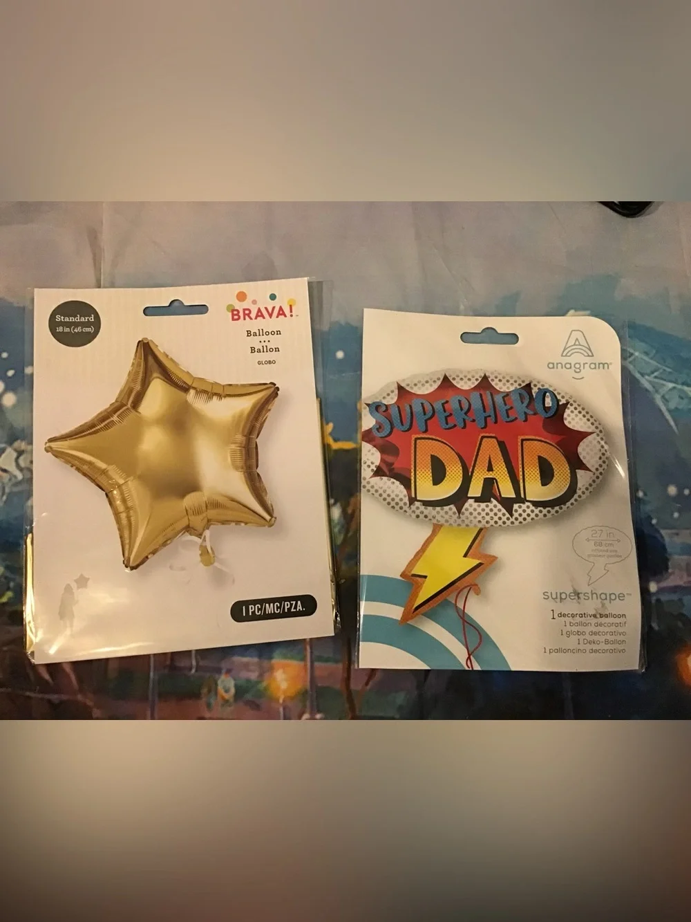 Superhero Dad super shape & star balloons 2 in lot -New